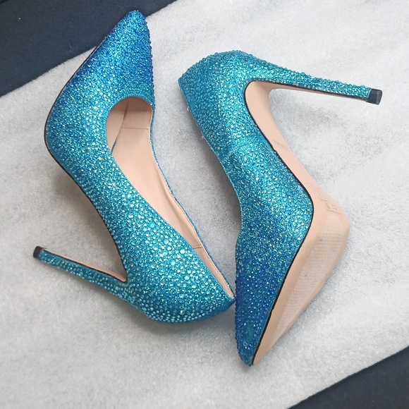 Lauren Lorraine Blue Glitter Pumps - Picture 2 of 7
